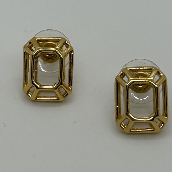 Kate Spade Freeze Frame Earrings Gold Geometric StudsRectangle Modern Minimalist - Picture 6 of 11